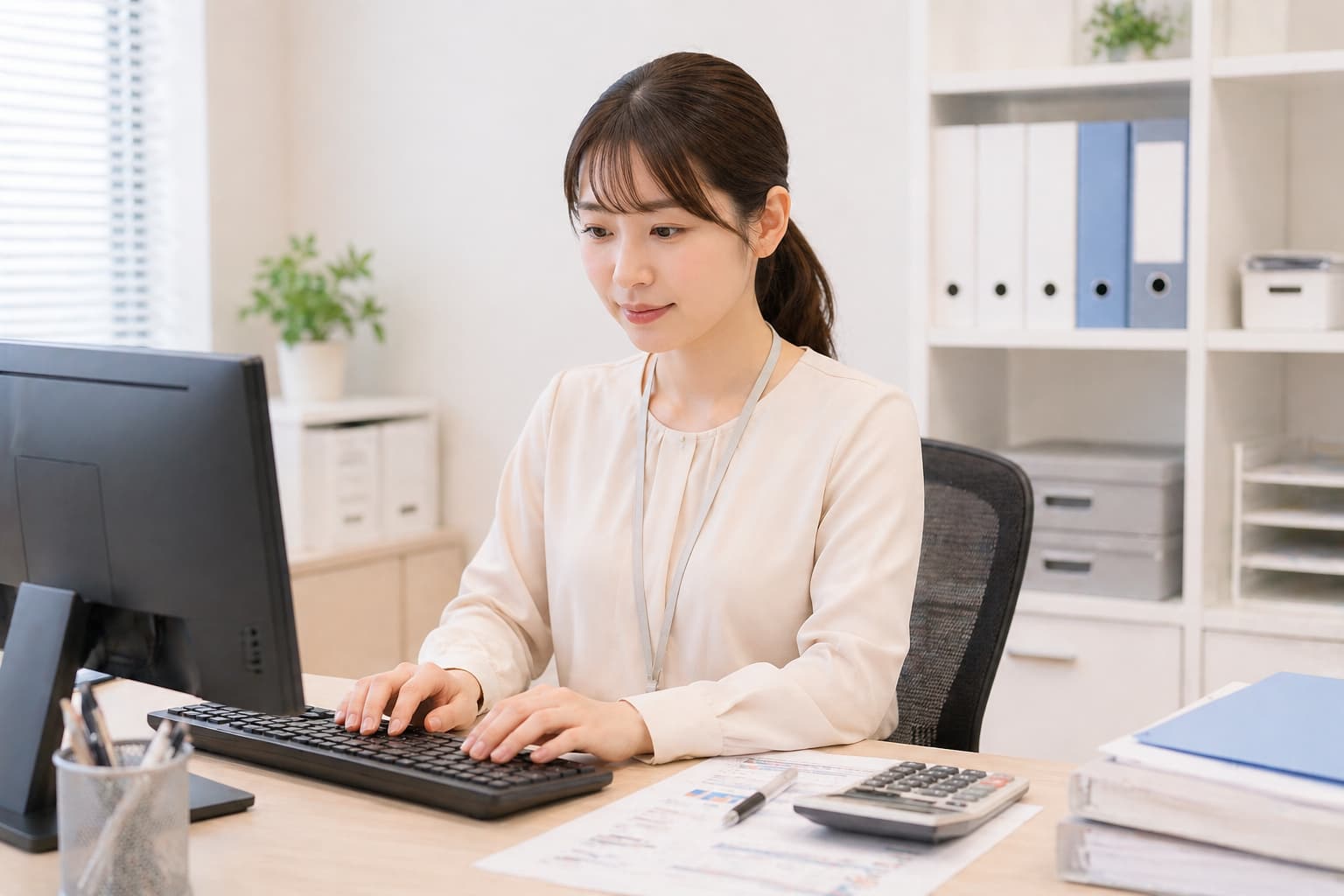 バックオフィス作業をする女性スタッフ